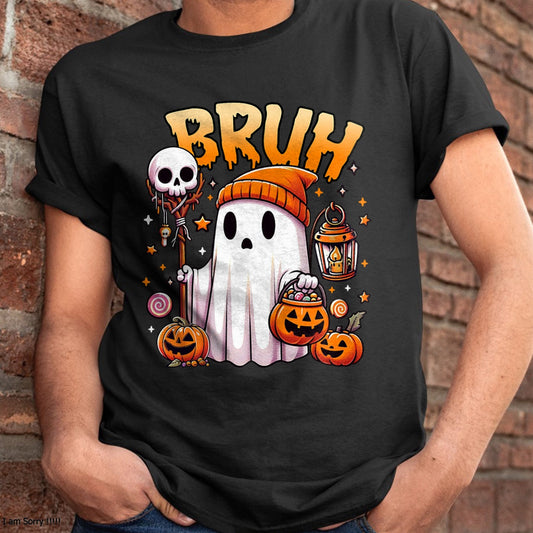 Bruh Ghost Halloween Cute Ghost Trick Or Treat Candy Kids T-Shirt - Halloween Unisex T-Shirt/Hoodie - NGHL00