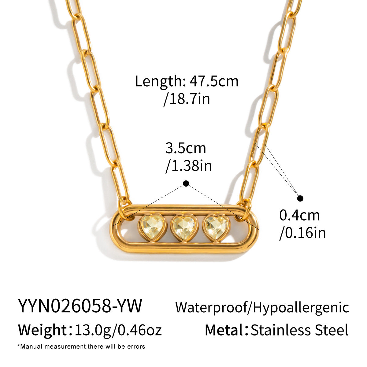 OT Heart-shaped Zircon Pendant Necklace