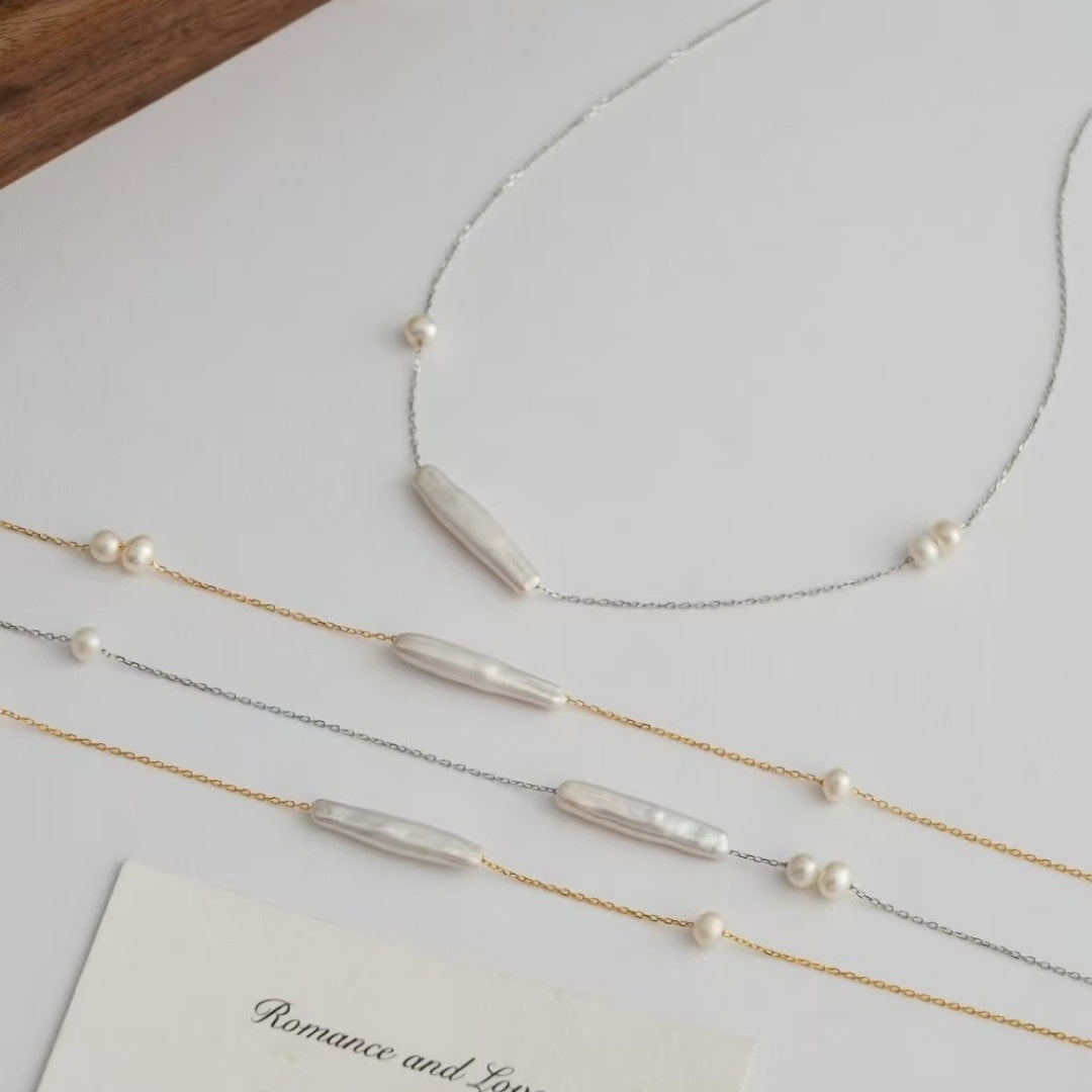 Titanium Steel Non Fading Necklace, Freshwater Pearl, Light Luxury, High-end Feel