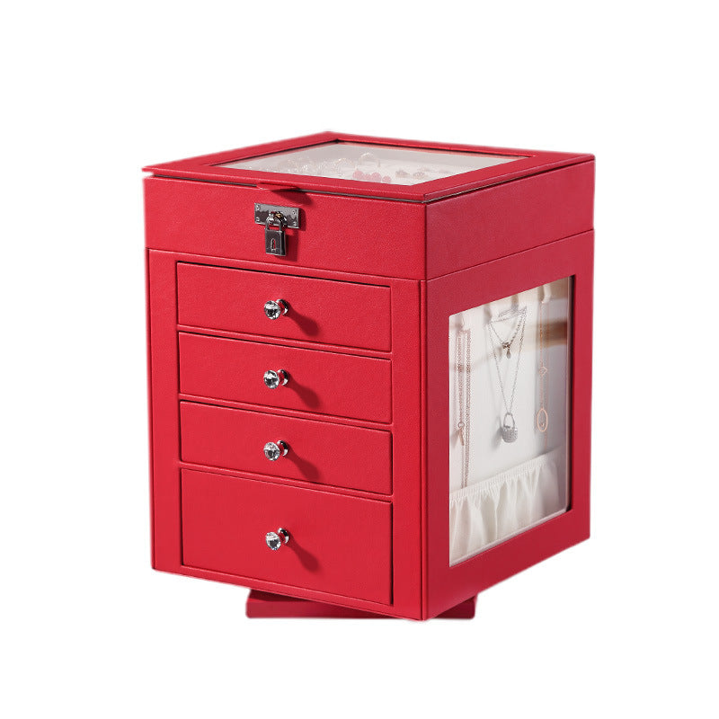 Five-layer detachable transparent rotating drawer jewelry armoire