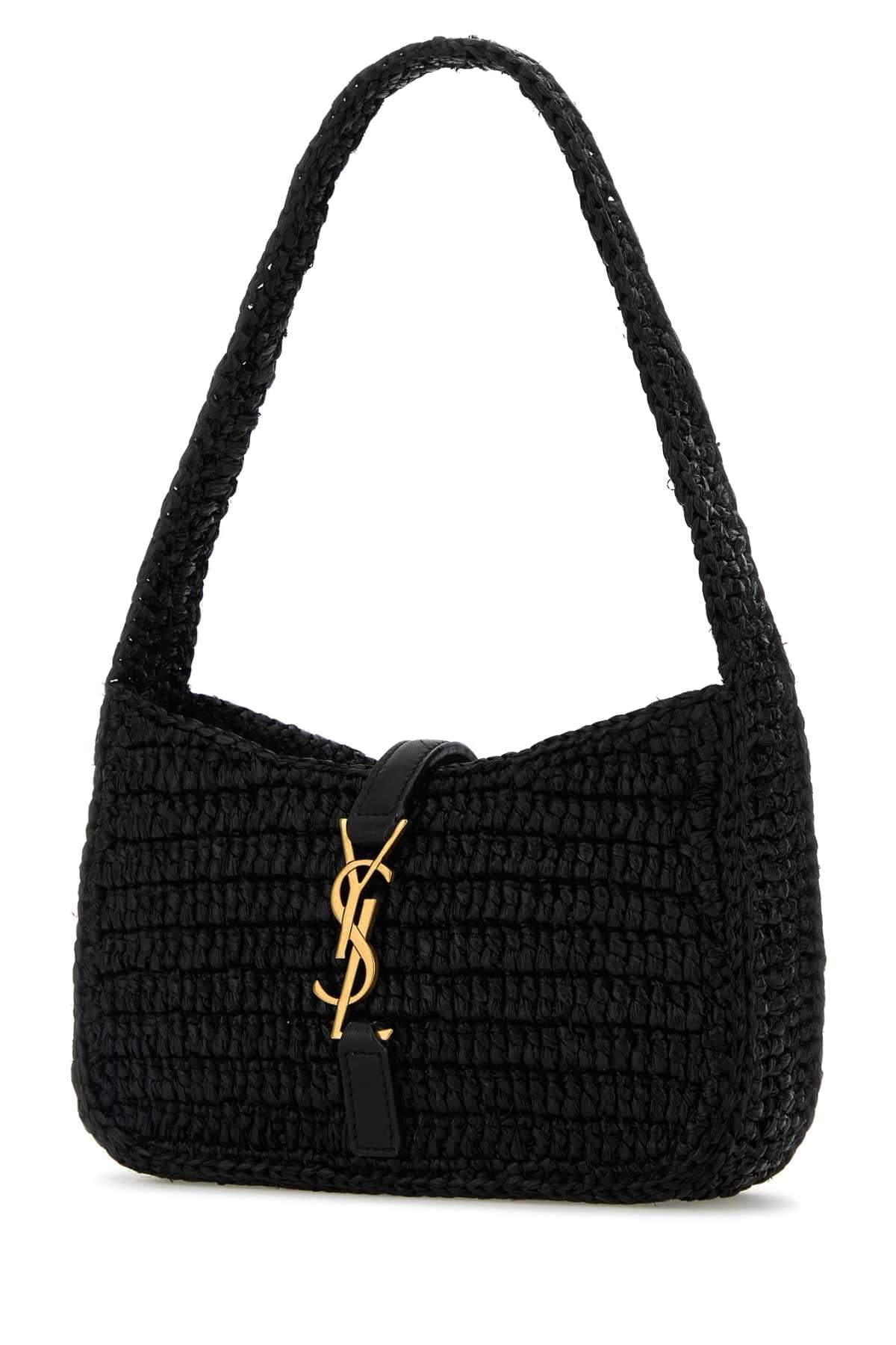 Saint Laurent Women Saint Laurent Women Black Raffia Mini Le 5 À 7 Handbag