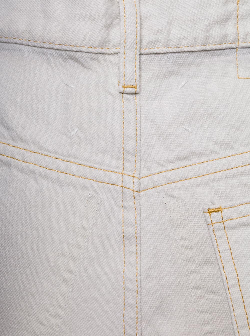 Maison Margiela Women Maison Margiela Women White 5-Pocket Style Straight Jeans With Contrasting Stitching In Cotton Denim Woman