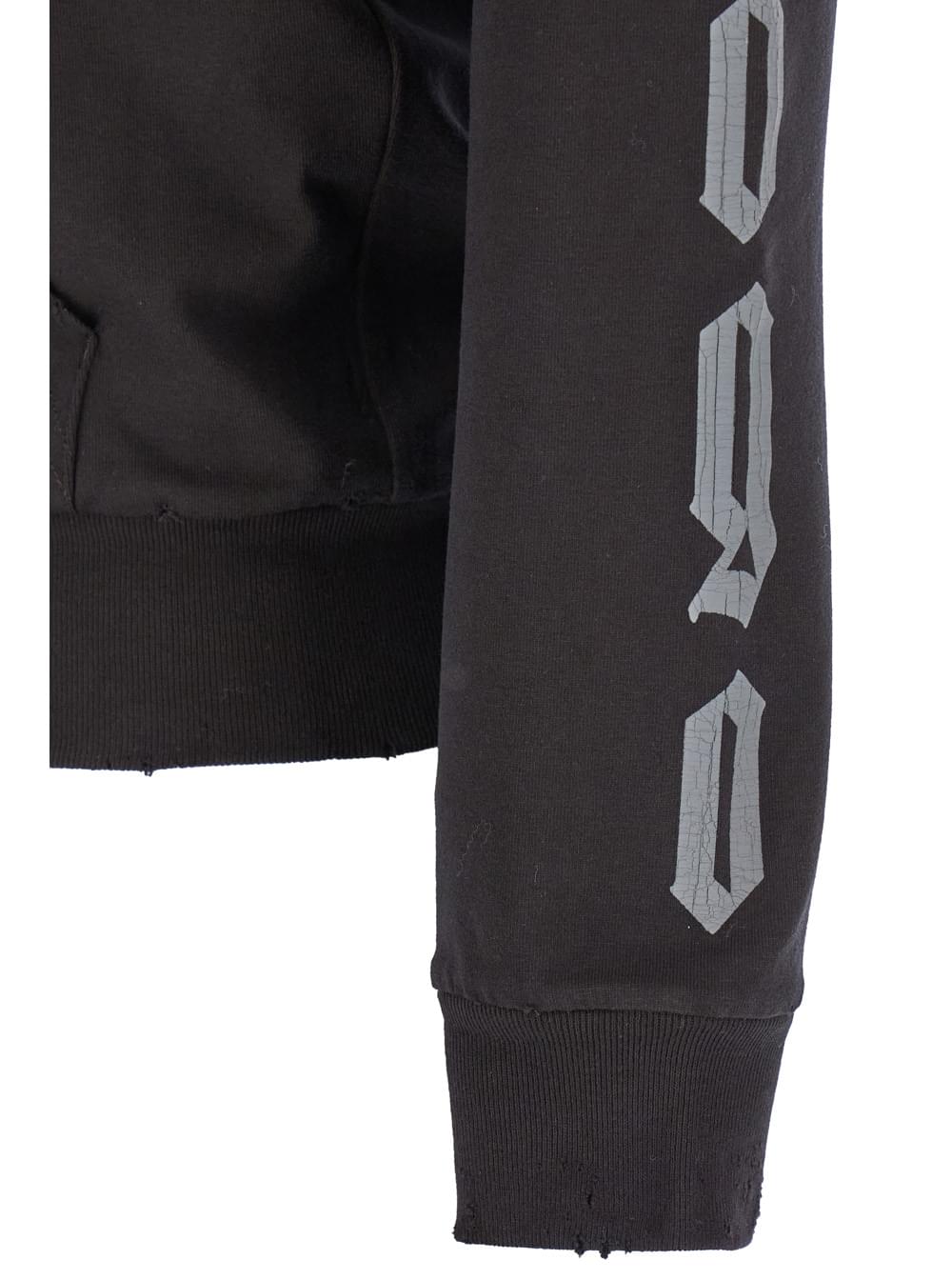 Balenciaga Women Black Zip-Up Hoodie With No Logo Gothic Print In Jersey Woman