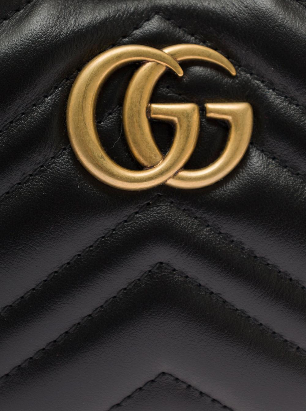 Gucci Women Gucci Women Shoulder Bag 'Gg Marmont' In Black Chevron Leather For Women