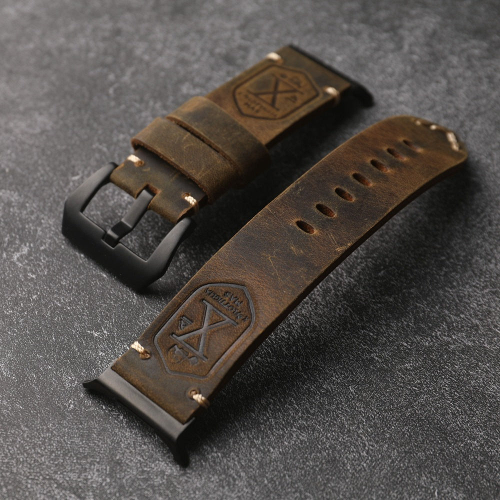 Vintage Distressed Genuine Leather Watch Strap