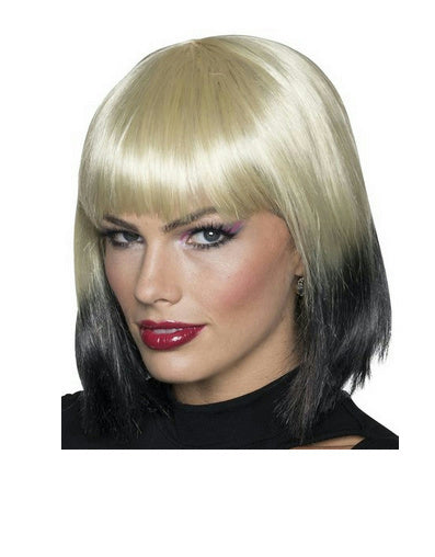 Women's Blonde to Black Ombre Wig with Bangs