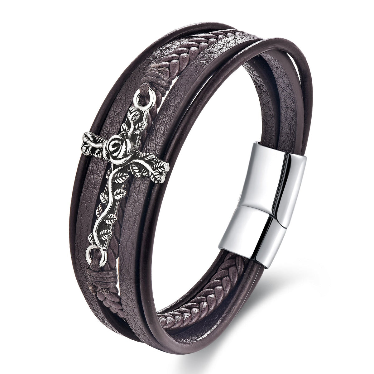 Retro Multi-layer Stainless Steel Creative Cross Bracelet