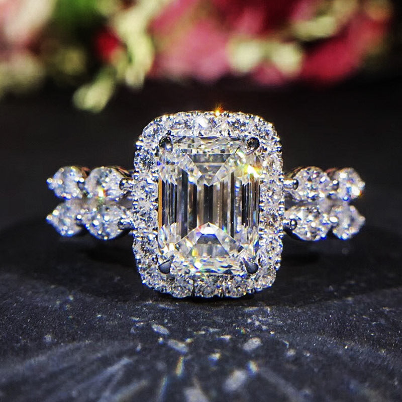 Princess Cut Simulated Diamond Ring For Women, Fancy Shape Engagement Wedding Ring