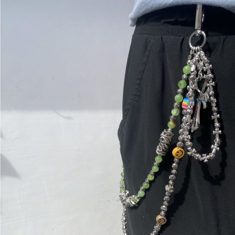 smiley face cross acrylic bead chain