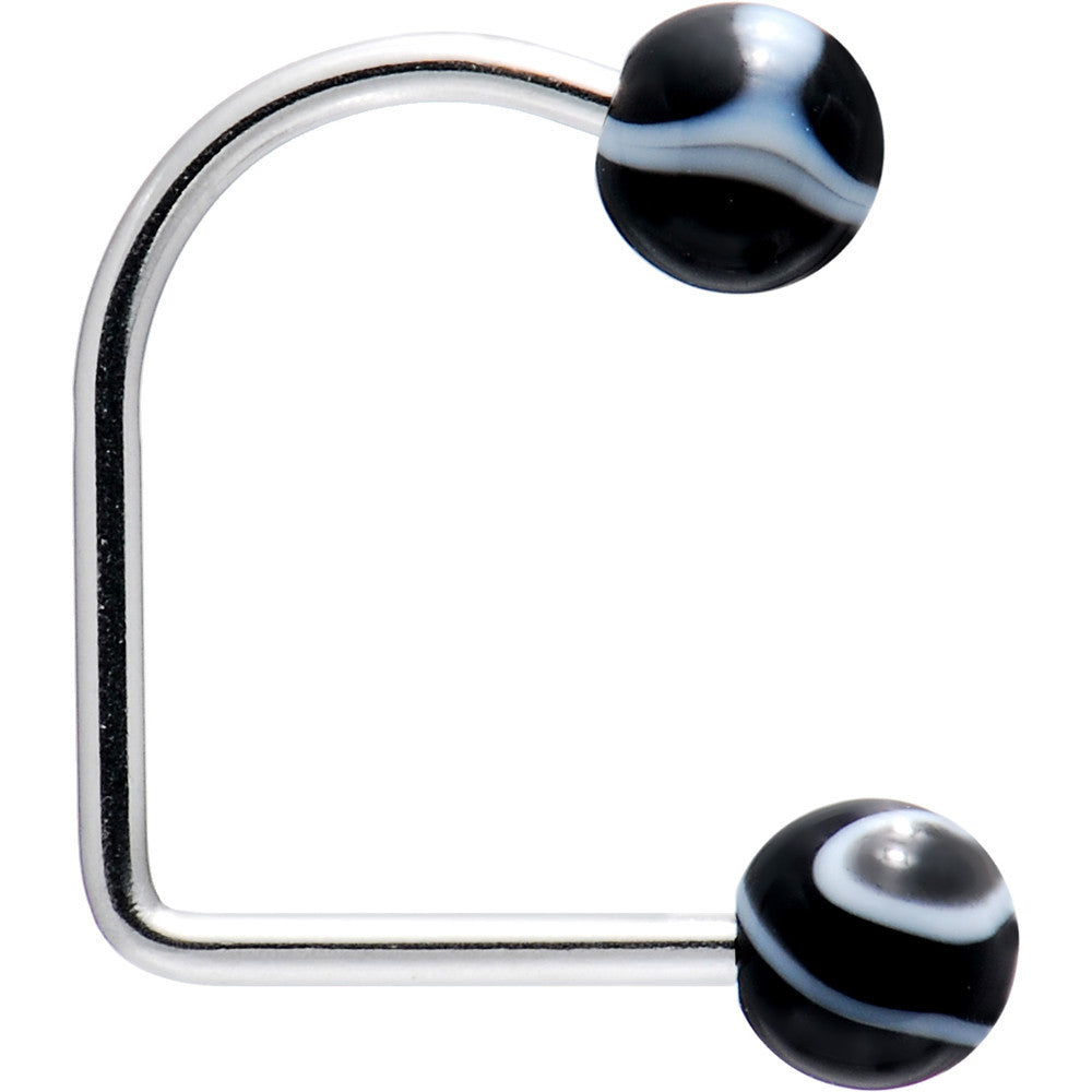 16G Black Acrylic Marble Ball Lippy Loop Labret