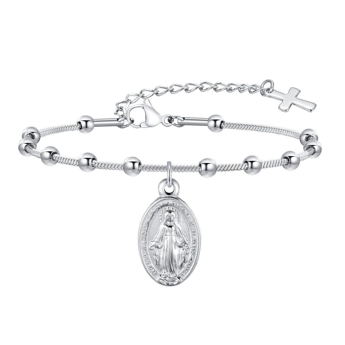 Cross Oval Stainless Steel Bracelet