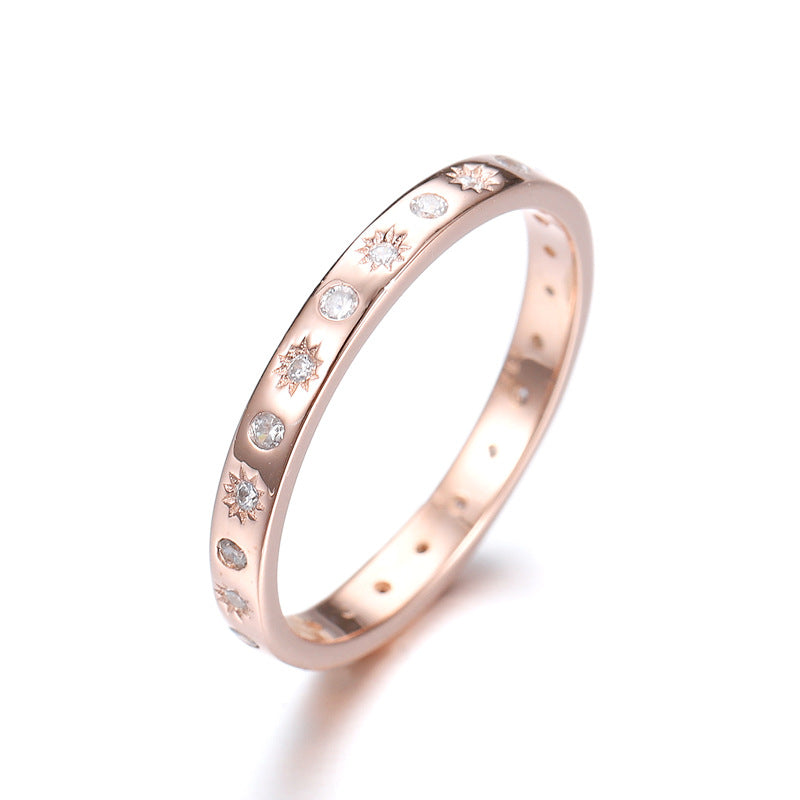 Hollow Dot Zircon Sterling Silver Ring
