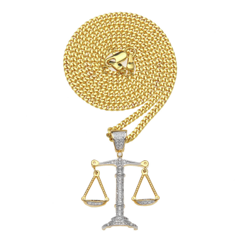 Justice Scale Iced Out CZ Hip Hop Necklace