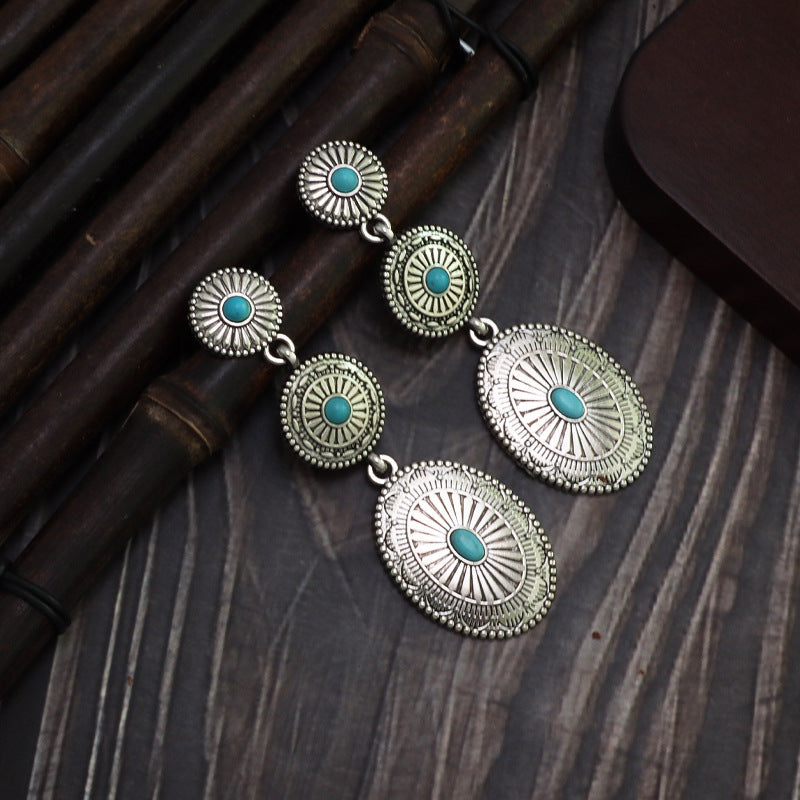 Retro Tassel Teardrop Long-chain Stud Earrings