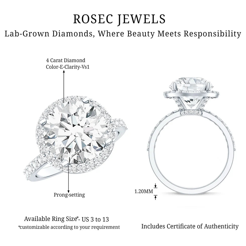 4 Carat Lab Grown Diamond Cocktail Engagement Ring with IGI Certificate