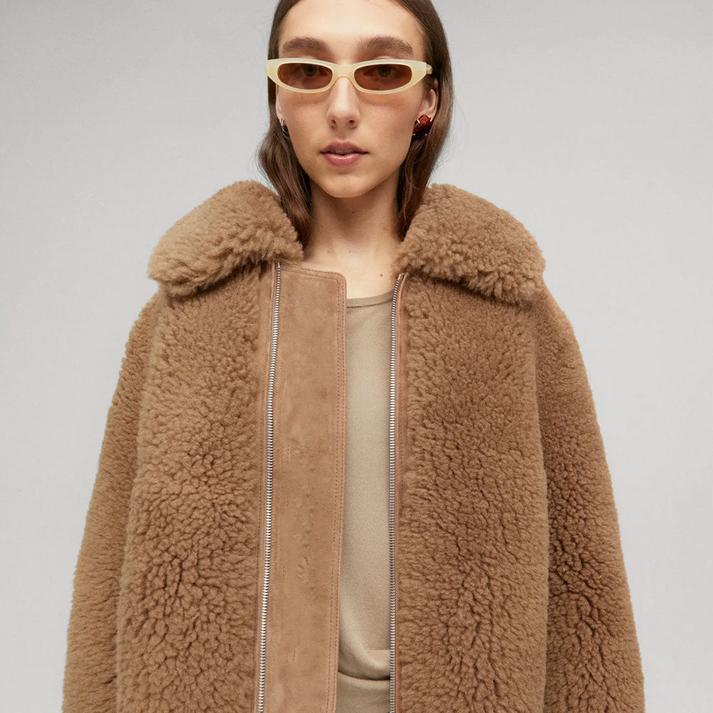 Women’s Brown Fur Shearling Leather Jacket