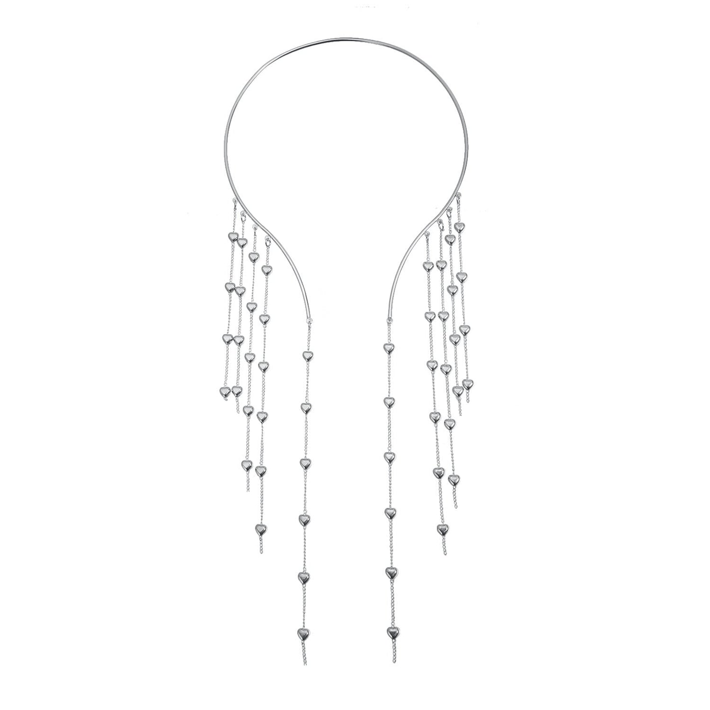 Draped Multi-Layer Heart Tassel Choker Vintage Futuristic Sexy Dress Neckpiece For Women