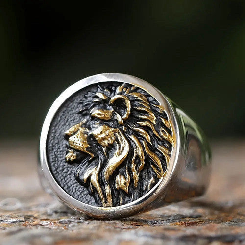 Stainless Steel Bold Retro Personalized Lion Head Titanium Steel Ring