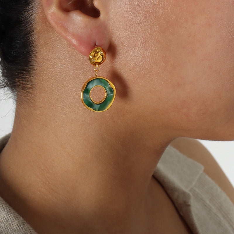 Chinese-style Imperial Court Inspired Versatile Emerald-zircon Earrings
