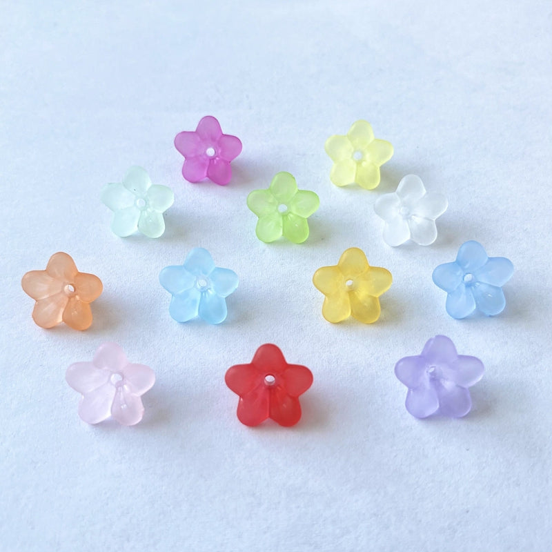 Matte Acrylic 5-Petal Blossom Beads, Translucent Center-Drilled Spacers For DIY Vintage Hair Sticks, Dangle Earrings & Pendant Crafts.