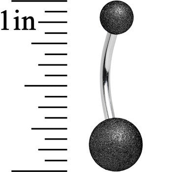 14G 1/2 Black Sandblasted Steel Belly Ring 5mm and 8mm Ball
