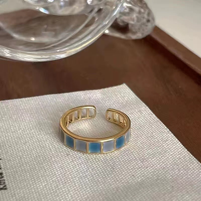 Minimalist Cold Style Emerald Ring Women, High Grade Sense, All-match Index Finger Ring