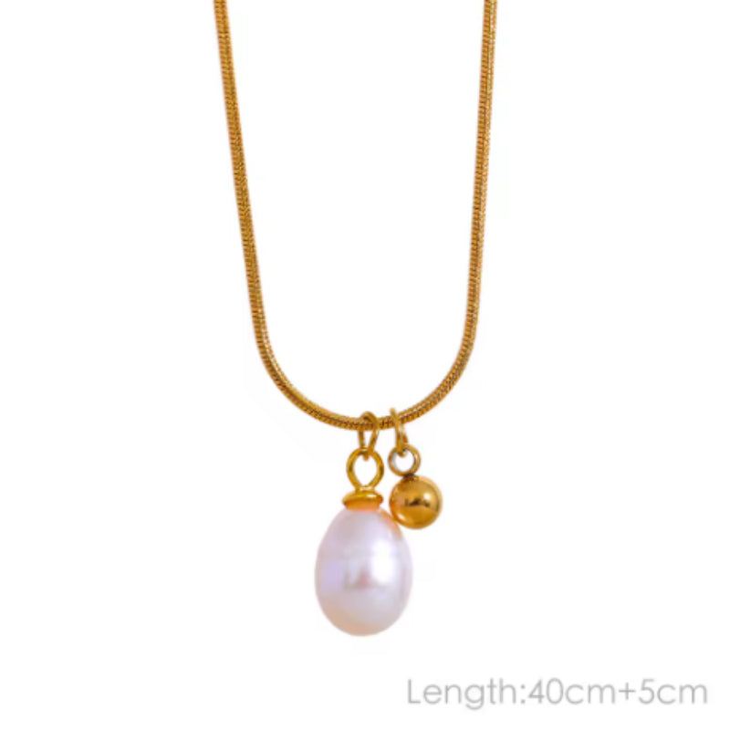 Natural Pearl Beads Chic Exquisite Necklace Thin Chain Stainless Steel Minimalist Charm Collar Jewelry Women