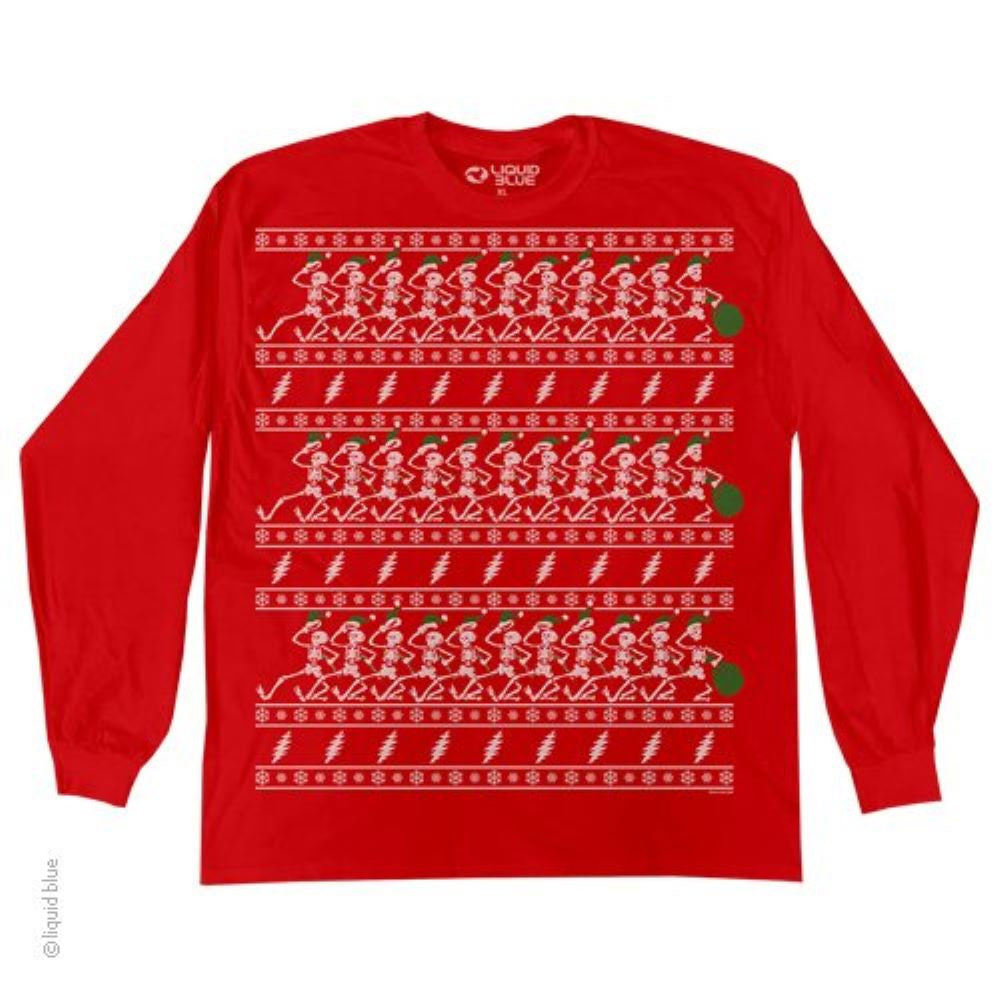 Grateful Dead Dancing Skeletons Christmas Sweater Long Sleeve T-Shirt SALE