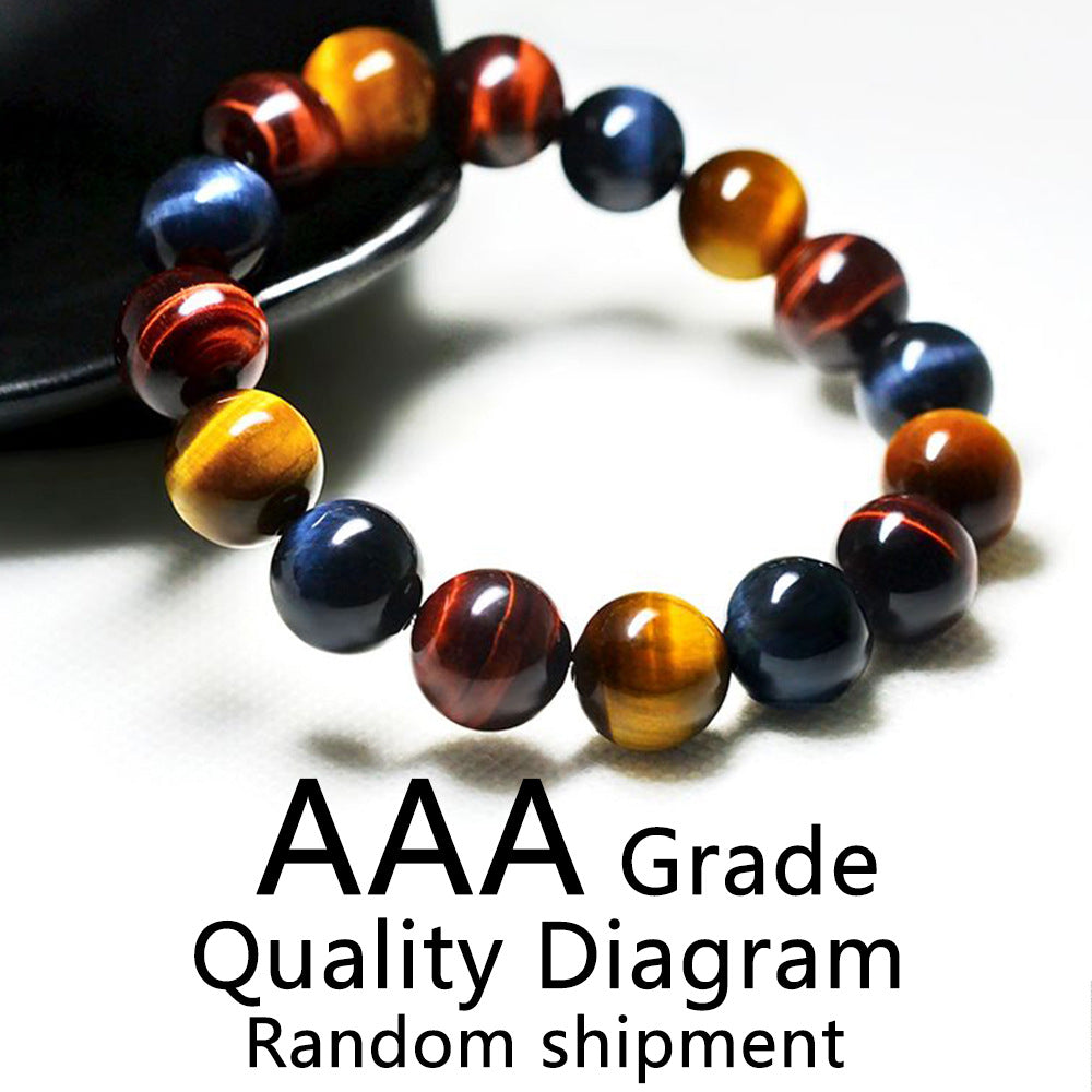 Natural Tricolor Tigers Eye Stone Beaded Bracelet
