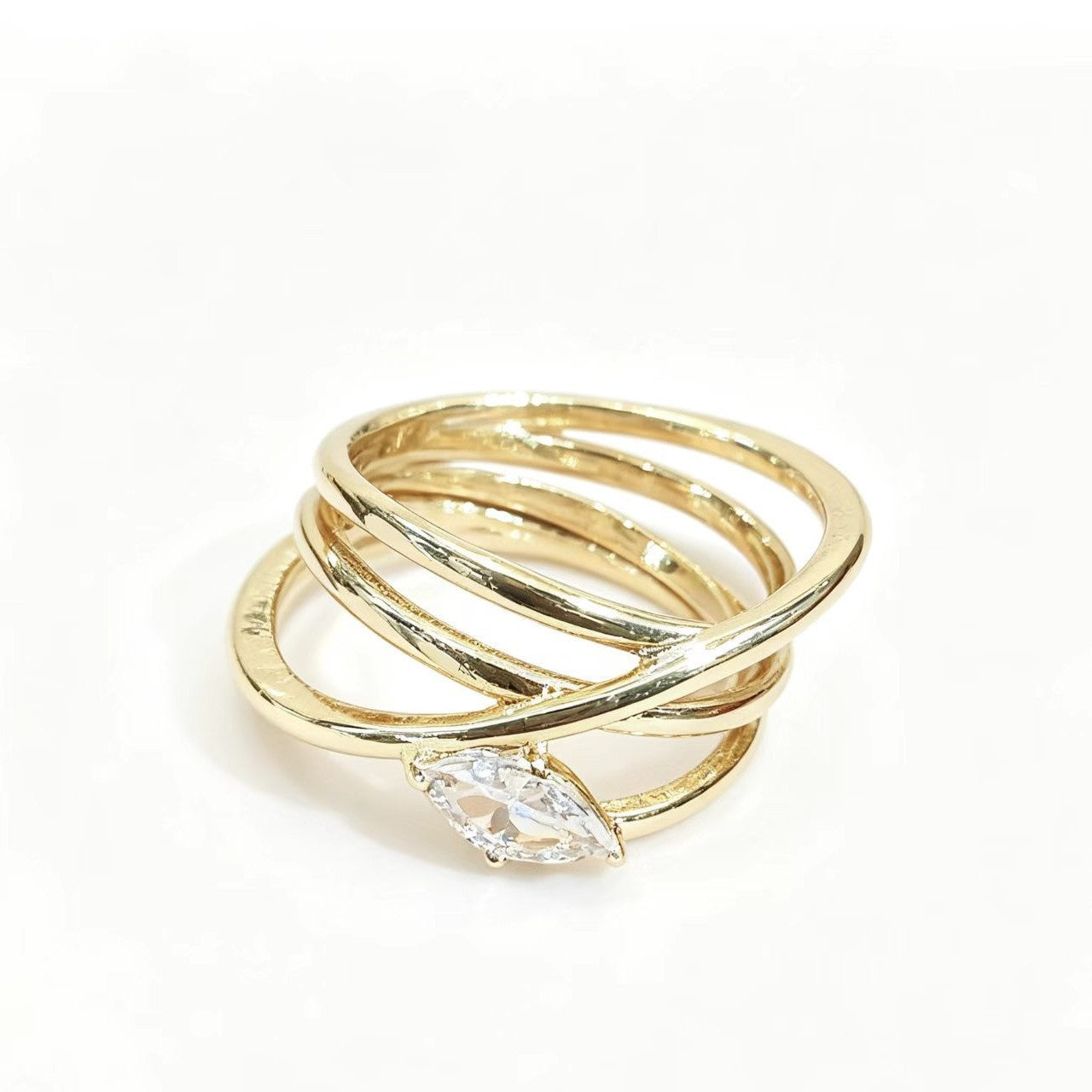 Womens Accessory Large Water-drop-shaped Sparkling Zircon Ring