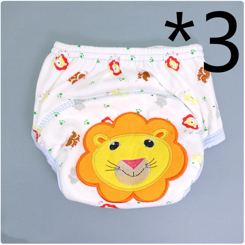 Summer Embroidered Baby Cotton Learning Pants Diaper Pocket Waterproof Training Pants Leak-Proof Breathable Bread Pants