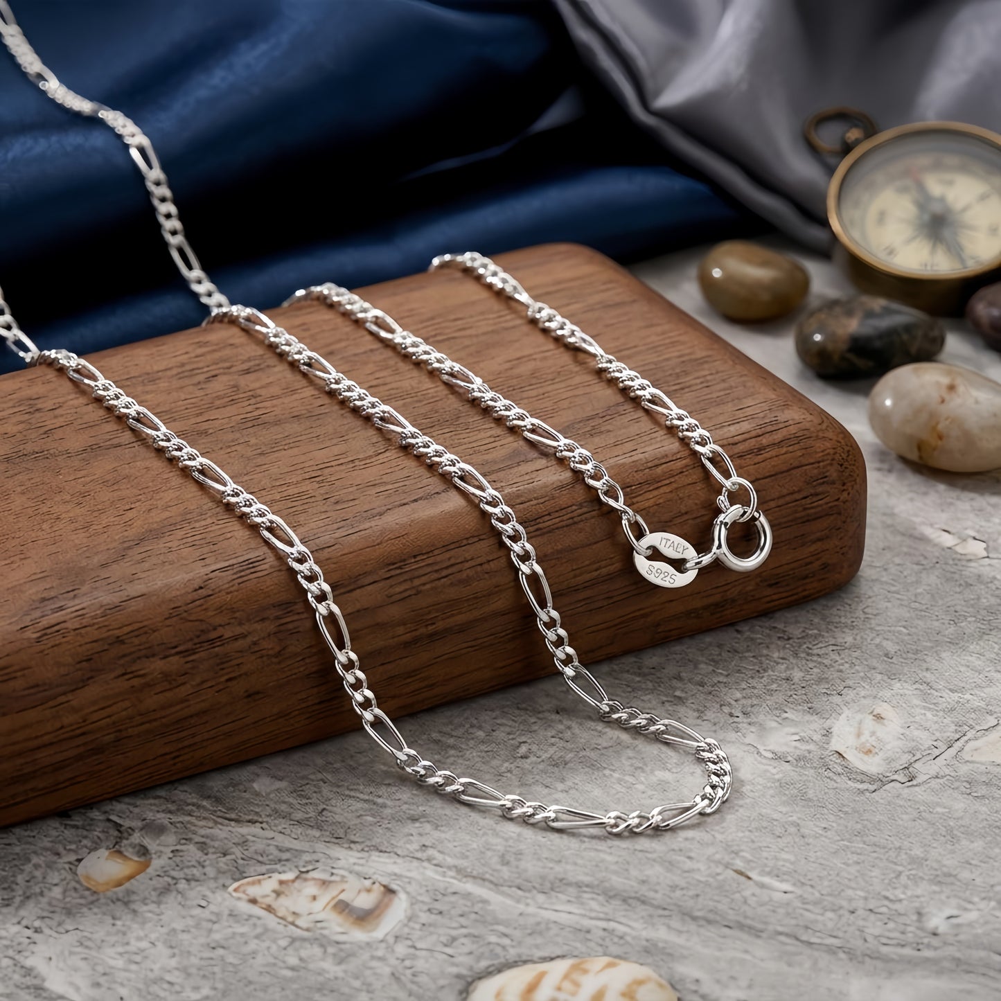 925 Sterling Silver Italian Sterling Figaro Chain Necklace - Classic Design & Durable Craftsmanship