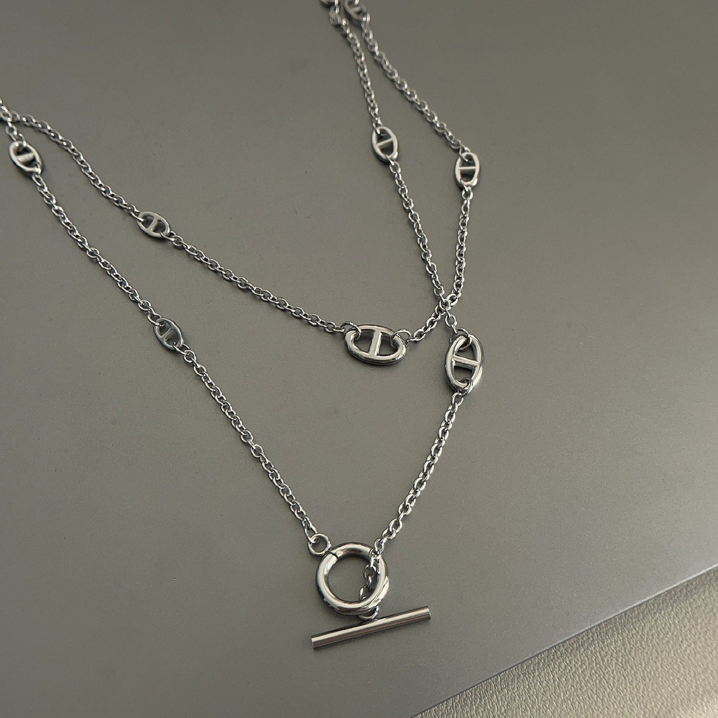 18K gold-plated titanium steel pig nose necklace