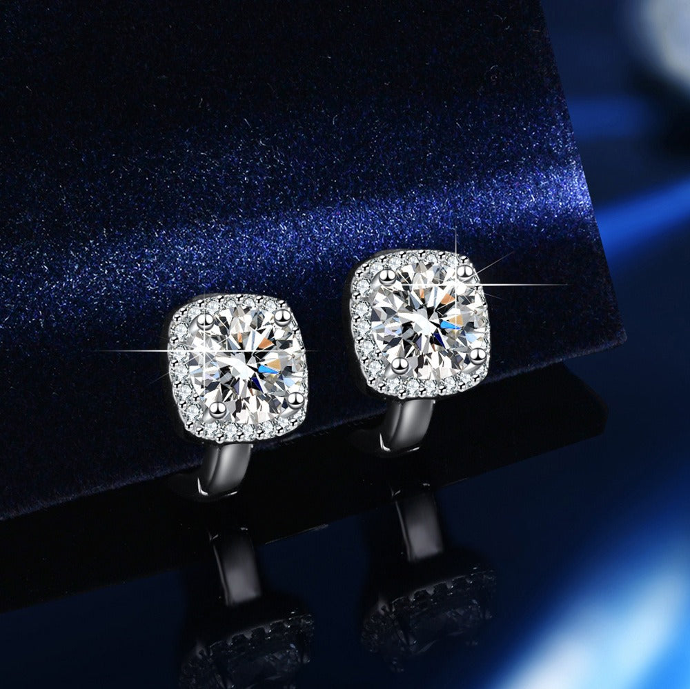 Moissanite D color s925 sterling silver square earrings