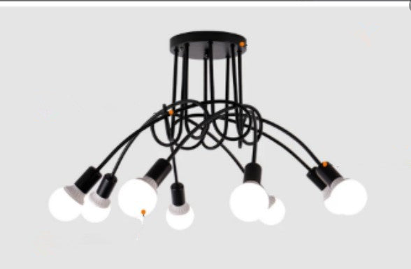 Iron Art Creative Minimalist Ceiling Lamp Iron Tube Chandelier