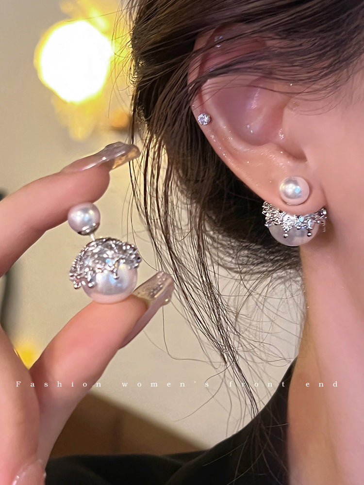 Elegant Pearl Drop Earrings For Women, Dainty Silver Tone Water Drop Crystal Tassel Stud Earrings, Luxury Vintage Bridal Jewelry Gift