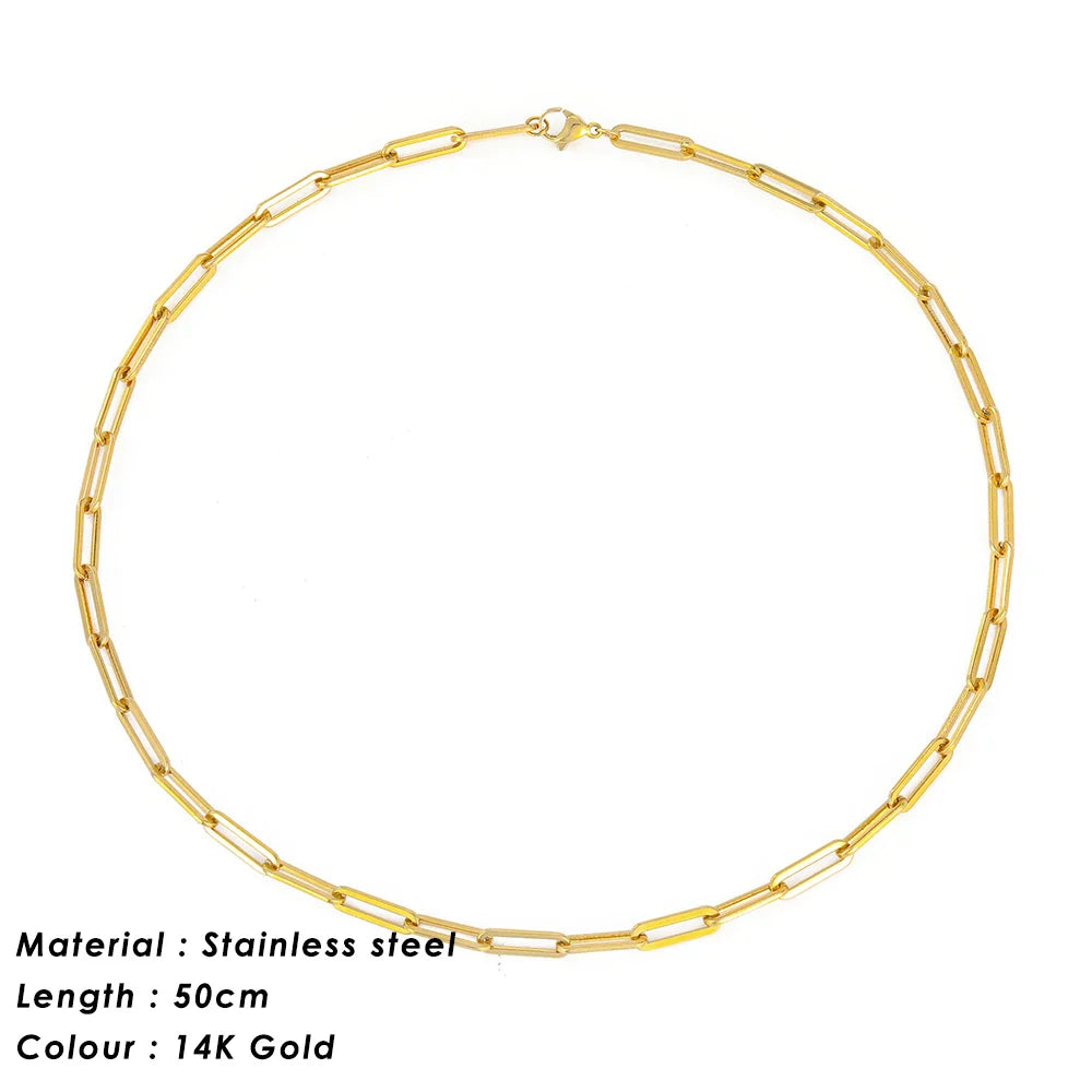 SUNIBI 316L Stainless Steel Chain Necklace for Women Gold Color Statement Choker Necklaces Do Not Fade Jewelry Wholesale