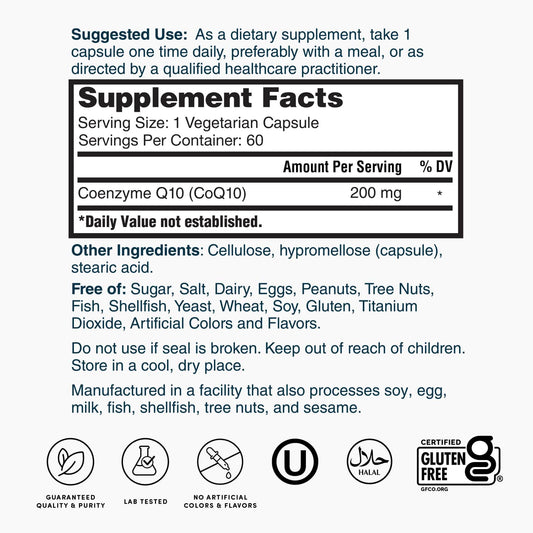 Nature's Lab CoQ10 200 mg - 60 Capsules