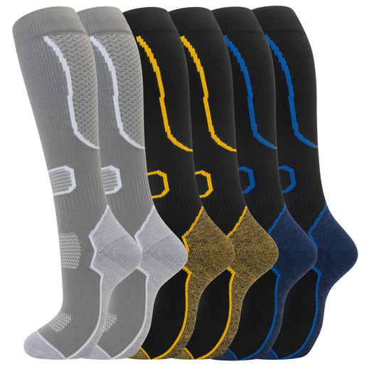 0C- 6 Pairs Compression Socks for Women & Men Knee High Cute Circulation Socks