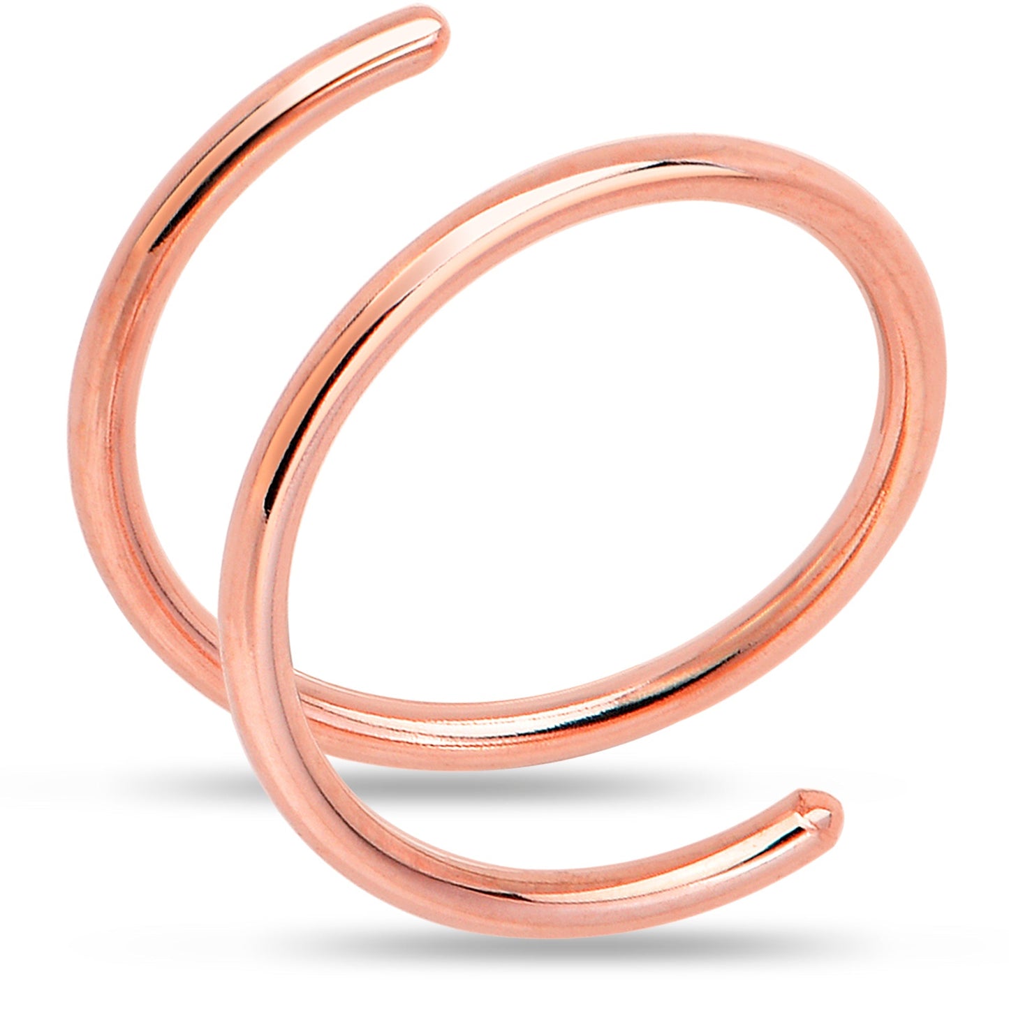 14k Solid Rose Gold Double Hoop Nose Spiral Nose Ring
