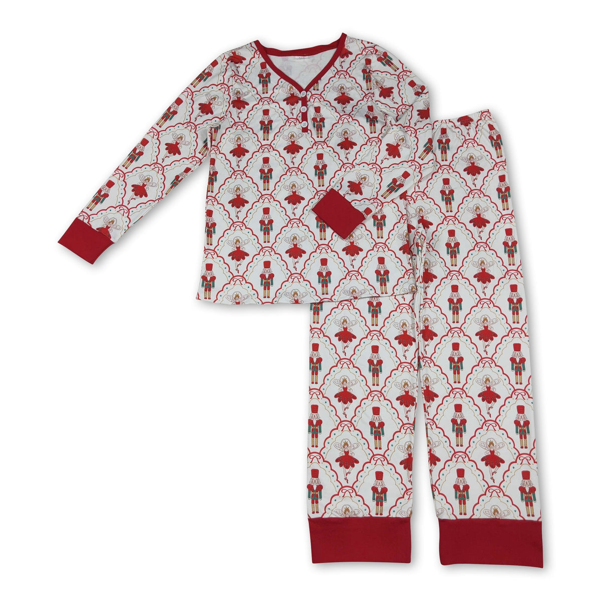 Red bow ballet adult women Christmas pajamas