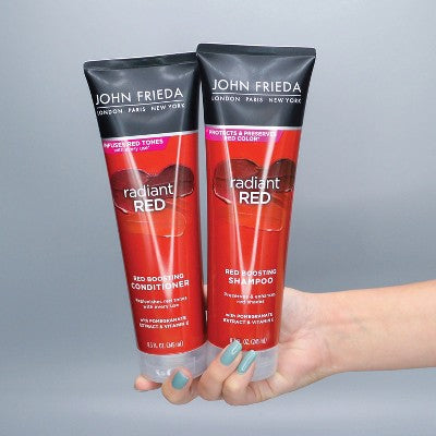 John Frieda Radiant Red Red Boosting Shampoo for Red Hair, Hair Color Protectant for Shades Red 8.3 fl oz - Imperfect Container