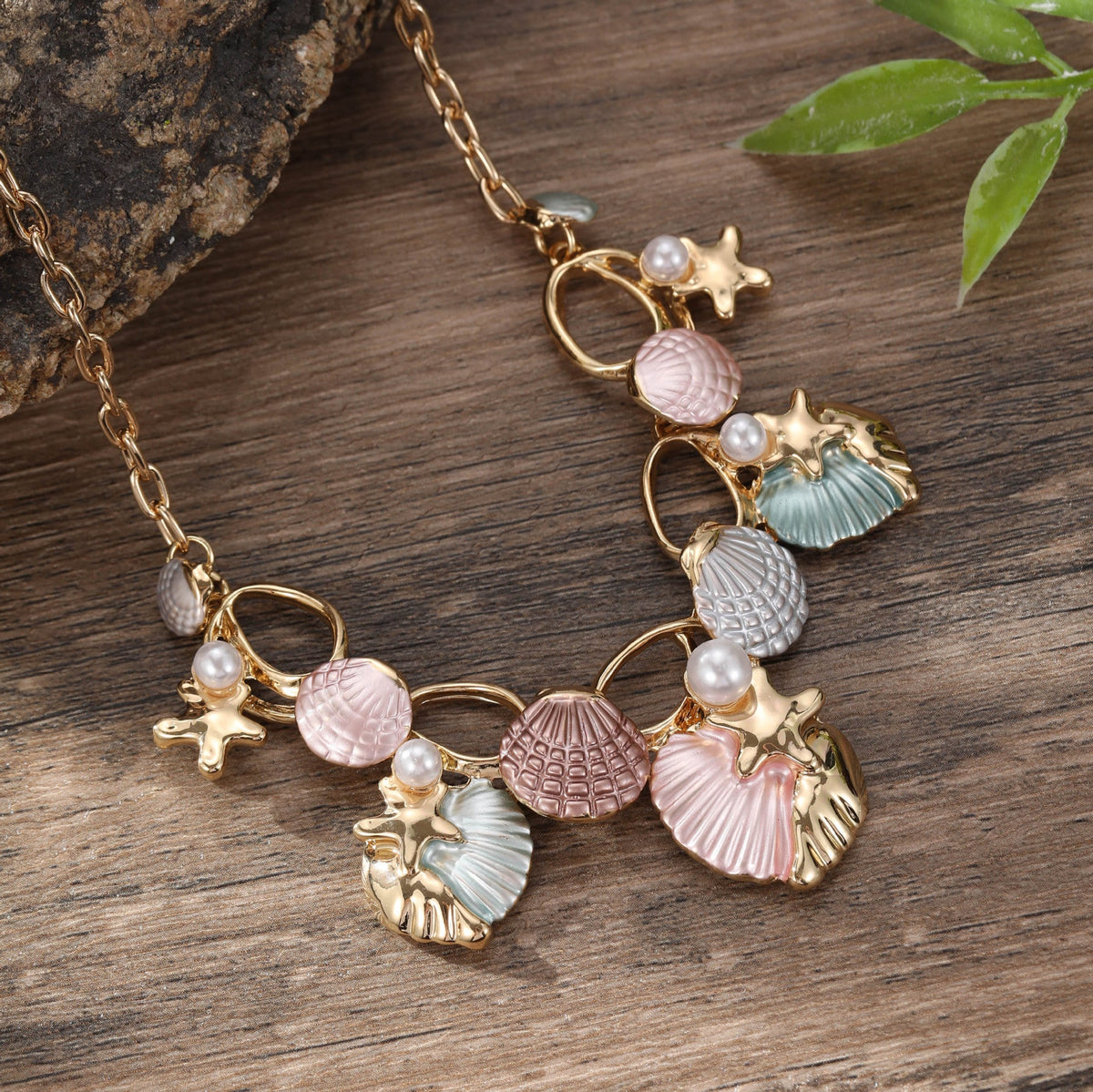 starfish necklace color oil painting shell necklace