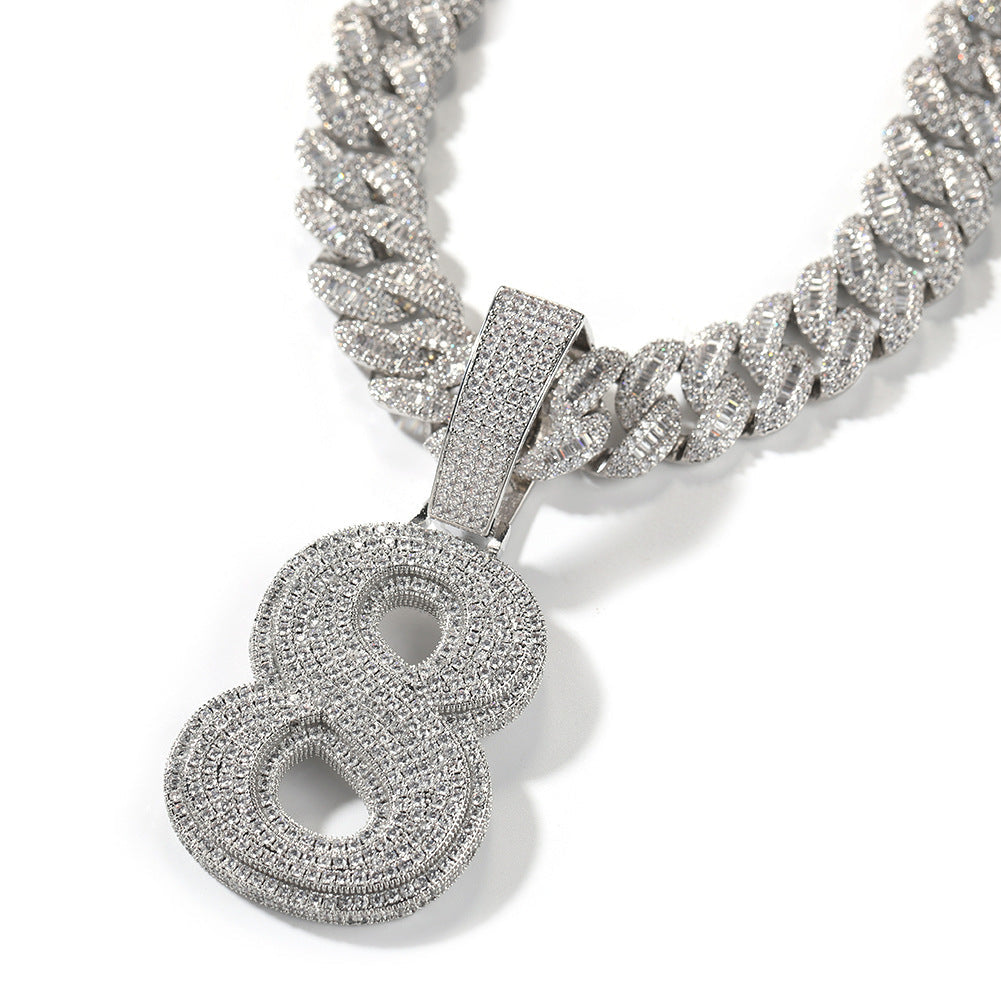 Hip-hop diamond-encrusted number pendant