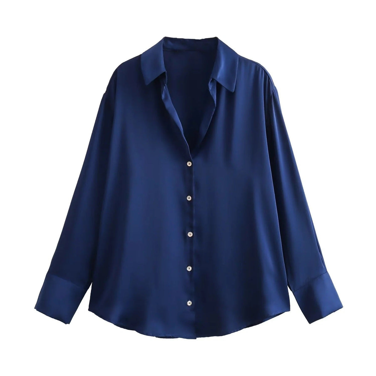 Striped satin long-sleeved shirt