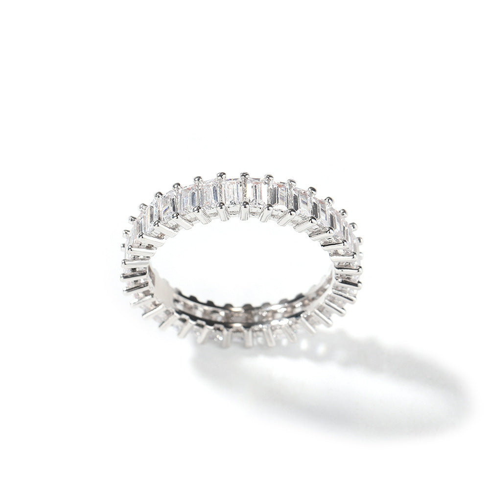 Cool and handsome men's hip-hop diamond-encrusted five-piece ring set