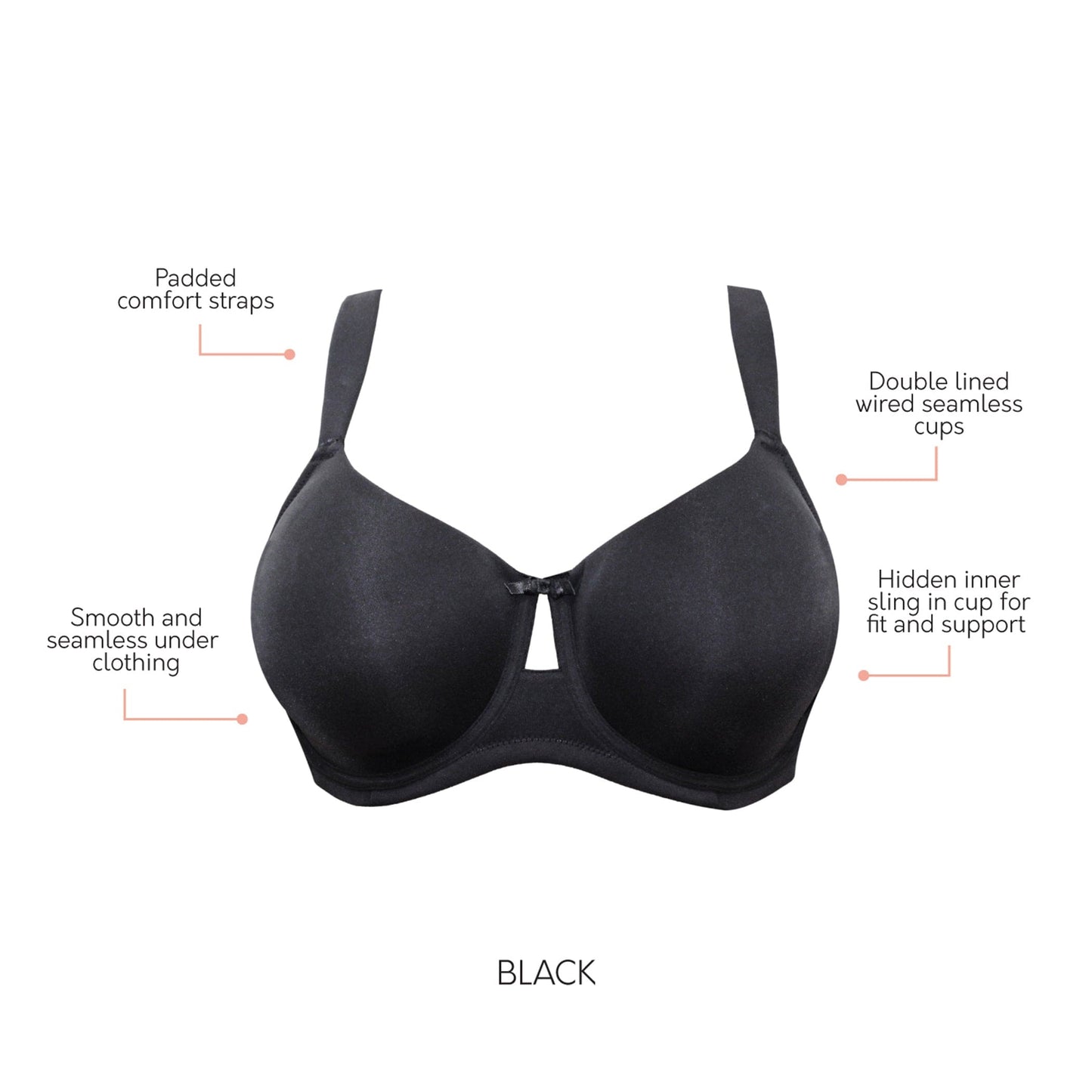Erika Full Bust Unlined Molded Bra - Black