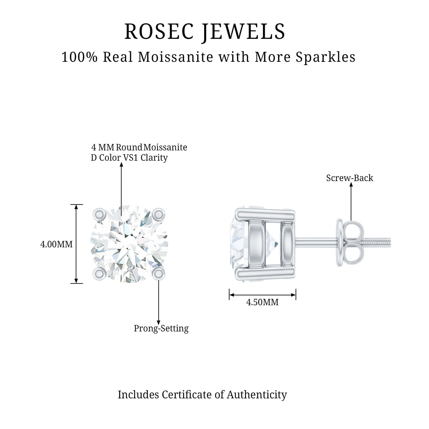 Brilliant Cut Diamond Stud Earrings in Prong Setting