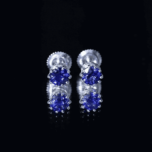 1.9 Carat Blue Sapphire Solitaire Vintage Earrings for Women
