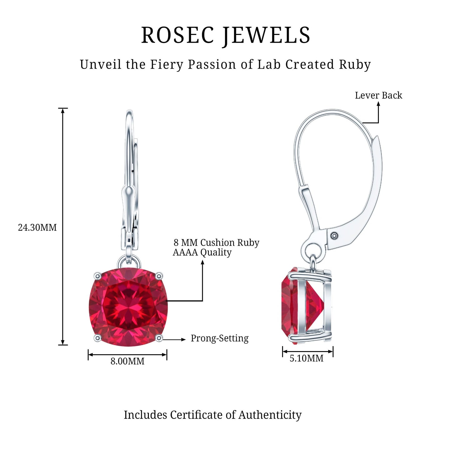 Lab Created Ruby Drop Earrings For Women